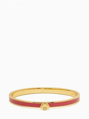 Kate Spade Everyday Spade Thin Enamel Bangle Bracelet Bright Rose + Jewelry Bag